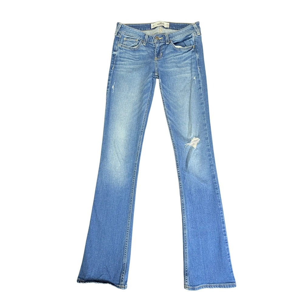 Hollister Bootcut Jeans Womens 3R 26x33 Tall Blue Distressed Low Rise Denim